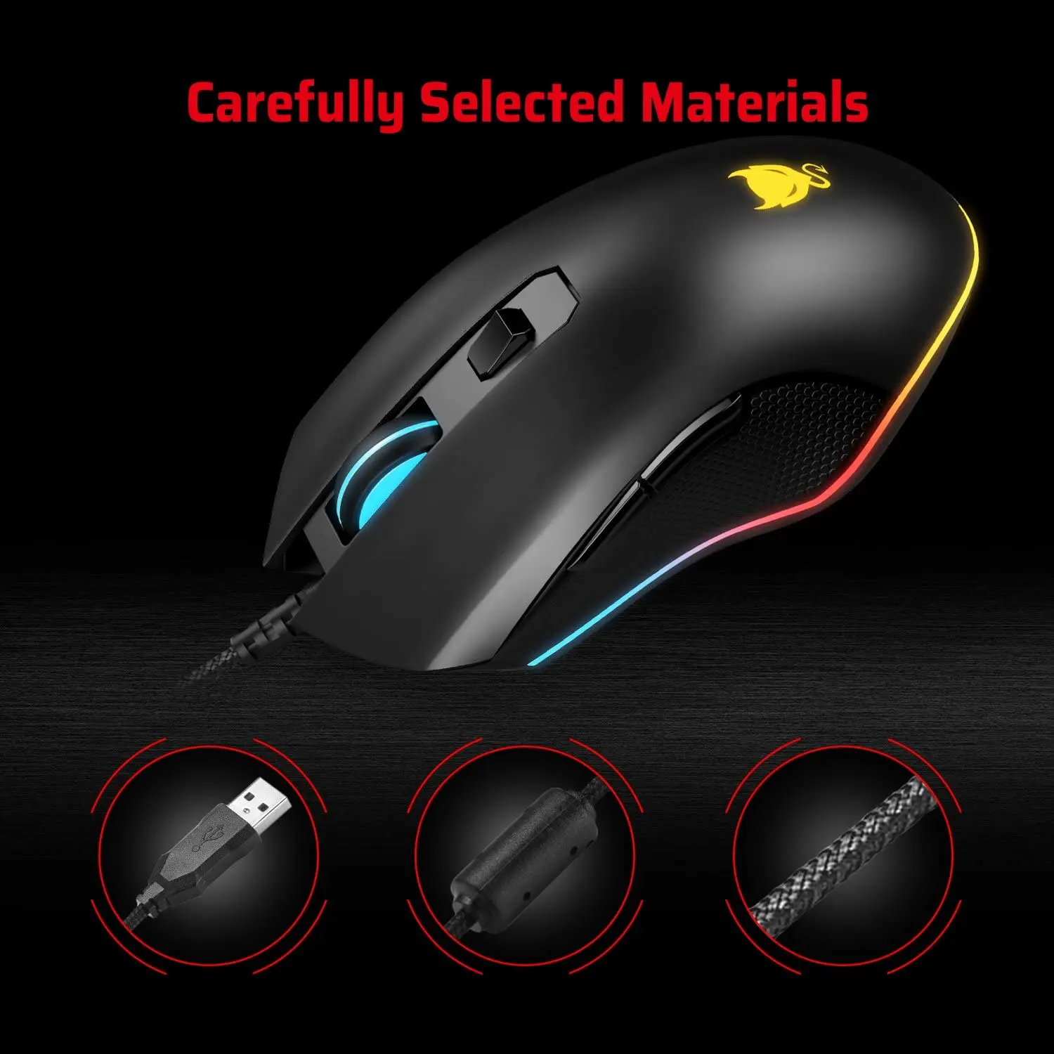 

Redimp Wired Mouse 6-Buttons Ergonomic Computer Gaming Mouse USB Mice for Laptop MacBook iMac Chromebook Surface Pro PC Desktop