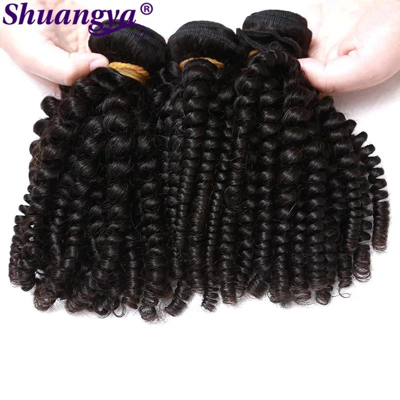 

Peruvian Bouncy Curly Human Hair Weaves 3 Bundles Funmi Hair Extensions Remy 100% Human Hair Bundles Can Be Dyed And Bleached