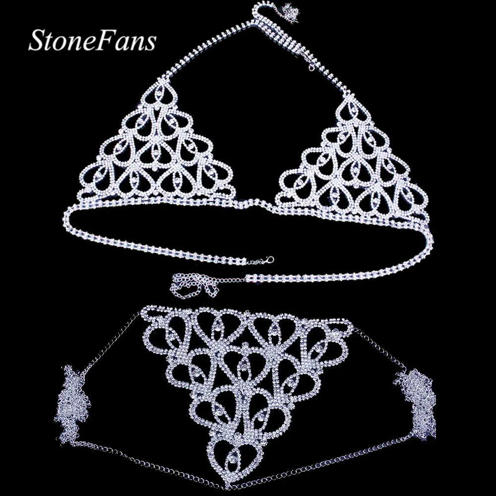 Stonefans полые сердца Хрустальное нижнее белье ювелирные изделия бикини для женщин