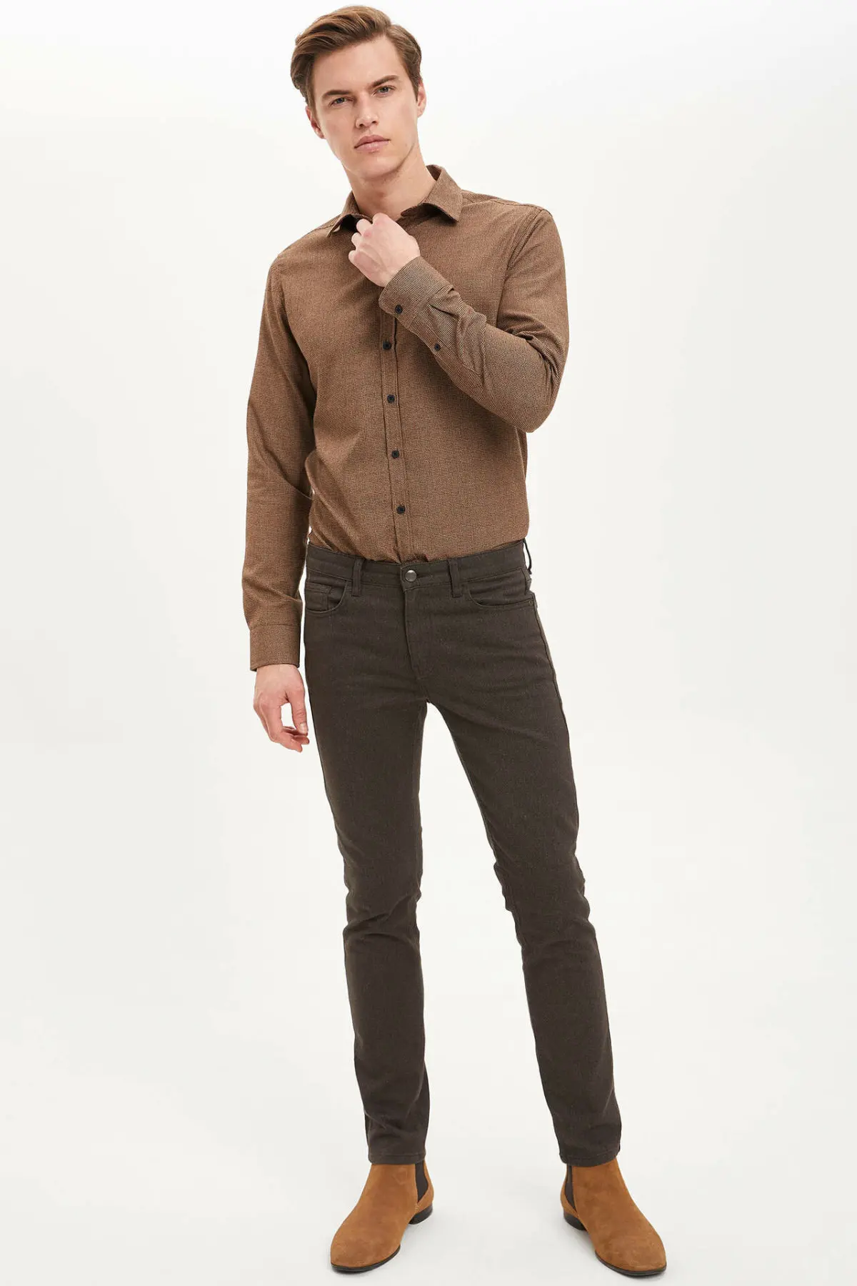 DeFacto Man Winter Solid Color Shirts 