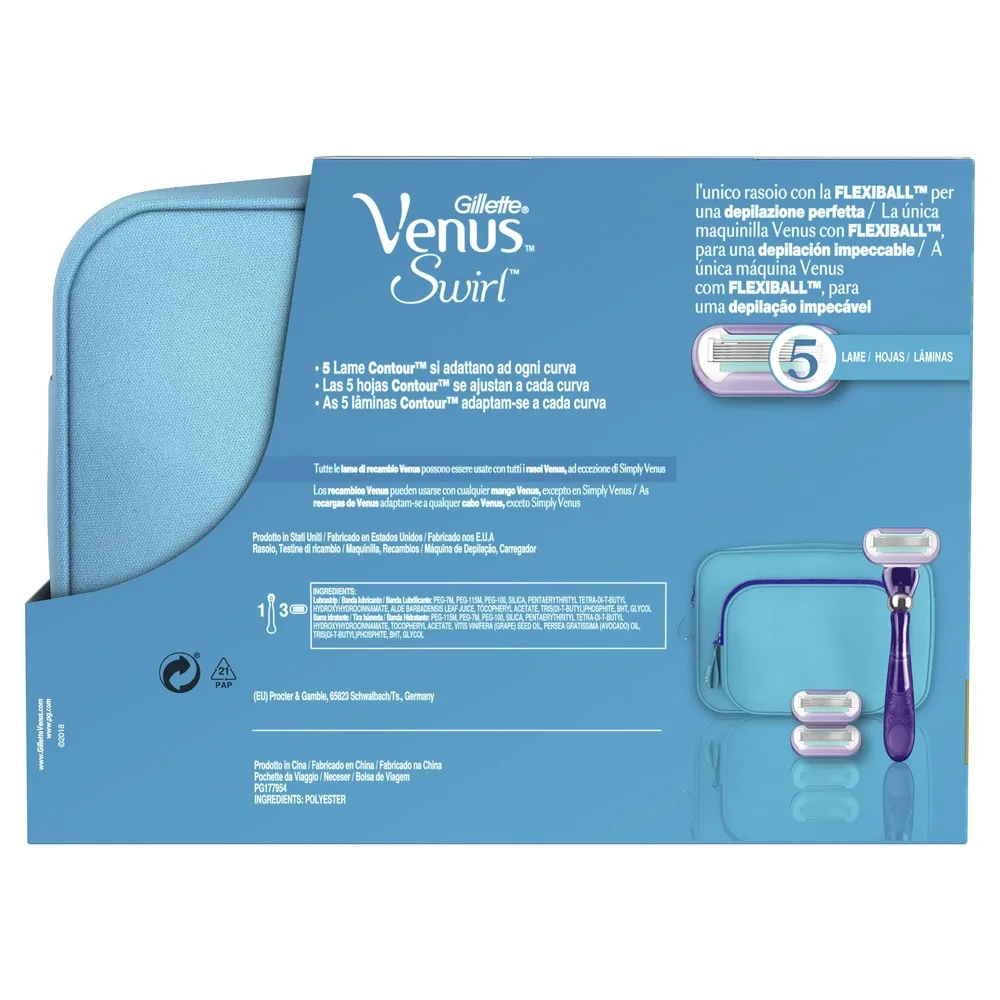 Подарочный набор Venus Swirl(Бритва+ 3 сменные кассеты+ косметичка