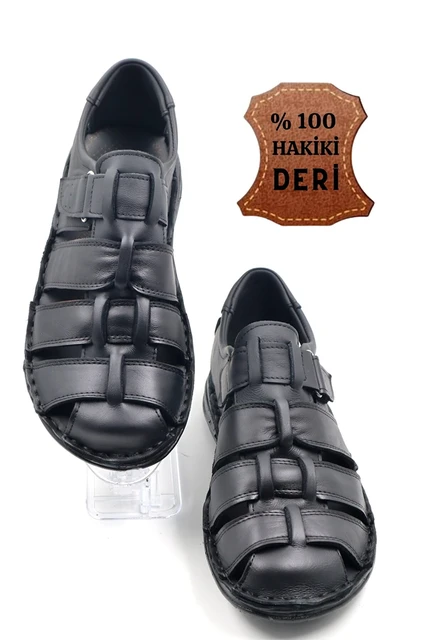 Men Sandal Turkey Comfort Inner Outer Genuine Leather Soft Sole Black  Sandals Comfortable Orthopedic base Turkish Shoes Retail - AliExpress