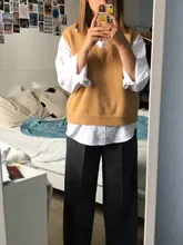 Pullover Vest Sweater Knitted Pink Winter Women Warm Girls Autumn V-Neck Casual New