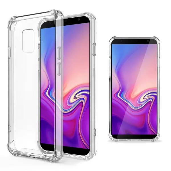Гелевый Чехол-подставка для samsung J6 Plus | усиленный прозрачный АНТИШОК с углами J6