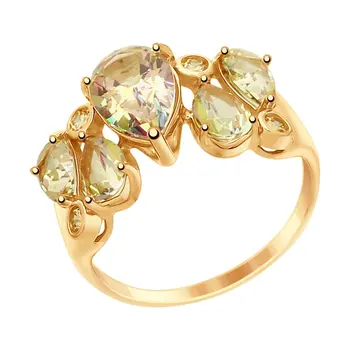 

Sokolov ring in Gold with Swarovski Crystals Topaz and yellow Swarovski zirconia, fashion jewelry, gold, 585, women's male