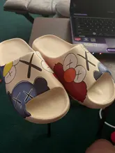 Los hombres de verano de diapositivas fresco transpirable sandalias de playa Flip Flops Boca de pescado para los hombres y las mujeres. Zapatillas ligero Graffiti de gran tamaño 34-46