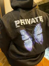 Sudadera con capucha para mujer, de manga larga, con estampado de mariposa privada, estilo Harajuku, otoño