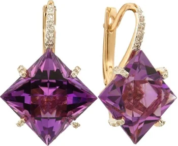 

Aloris earrings with amethyst and cubic zirconia in red gold