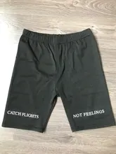 Verano de 2021 mujeres cintura elástica skinny fitness coreano casual letra impresa sexy negro pantalones cortos pantalones negro