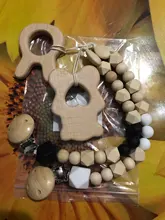 Mordedor de madera orgánico para bebé, mordedor en forma de Animal Natural, juguete de dentición, cuentas de silicona, regalo para bebé recién nacido, 2 uds.