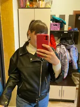 Jacket Women Basic-Coat Moto Aelegantmis Faux-Leather Plus-Size Winter Outerwear Autumn