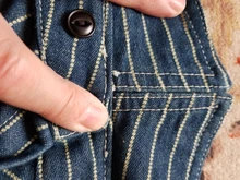 Wabash-camisa de trabajo a rayas para hombre, camisa de tela vaquera Vintage con orificios de ventilación, sin Stock