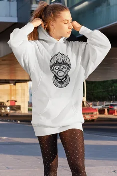 

Angemiel Wear Magician Monkey White Dress Sweatshirt Tunik