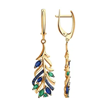 

Sokolov drop earrings with stones in gold with cubic zirconia, fashion jewelry, 585, women's male, long earrings