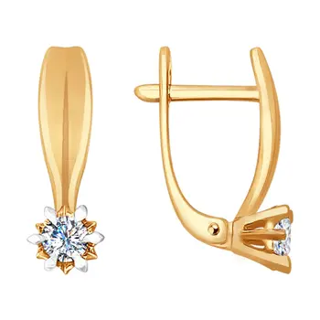 

Sokolov gold drop earrings with stones with diamonds, fashion jewelry, 585, women's male, long earrings