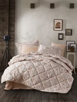 

Multicolored Quilt and Duvet Cover Set 100% Cotton Made Double Romantic Sleep Set HAVANA BEIGE