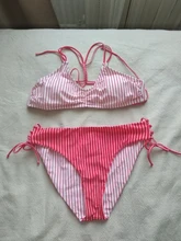 Swimsuit Bikini-Sets Bathing-Suits CUPSHE Bottom Reversible Two-Pieces White Stripe Sexy