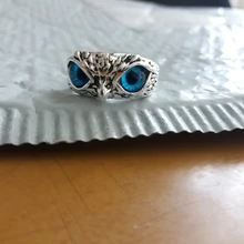 Anillo de búho de ojo de demonio de Plata de Ley 925 auténtica para mujer, chica y amantes, Animal Retro, anillo ajustable abierto, joyería llamativa, regalo