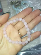 Pulsera elástica de cuarzo con piedra Natural para mujer, brazalete de color rosa en polvo, 2021