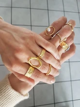 XIYANIKE de Plata de Ley 925 abierto de oro anillos para las mujeres Irregular calado geométrico de la fiesta de cumpleaños de accesorios, regalos, joyería