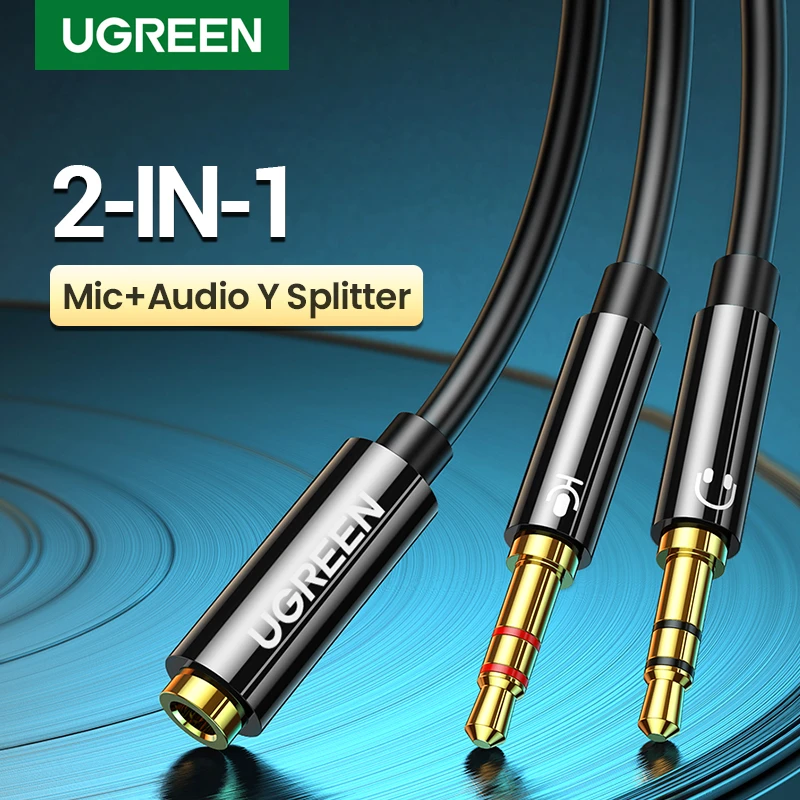 Ugreen Splitter kulaklık bilgisayar için 3.5mm kadın 2 erkek 3.5mm Mic ses Y  Splitter kablo kulaklık PC adaptörü|audio y splitter cable|splitter  headphoney splitter cable - AliExpress