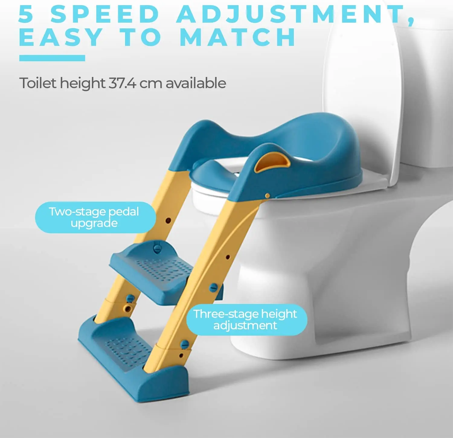 DEANIC Adaptador WC Niños con Escalera, Estructura Triangular