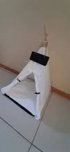 Pet Teepee Dog & Cat Bed White Canvas Dog Cute House-Portable Washable Dog Tents 