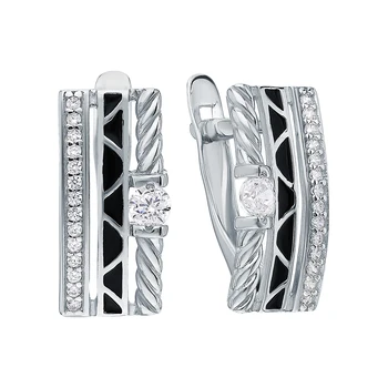 

Silver earrings with enamel and cubic zirconium sunlight sample 925