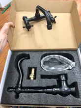 De baño montado en la pared grifo de cocina doble manija de latón antiguo caliente y Grifo de Agua Fría giratorio 360 surtidor largo grifo de cocina