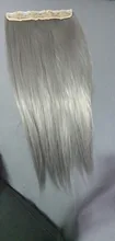 Soowee-extensiones de pelo sintético con pinza para mujer, accesorios para el cabello de una pieza, negro a gris, degradado, postizo de Clip