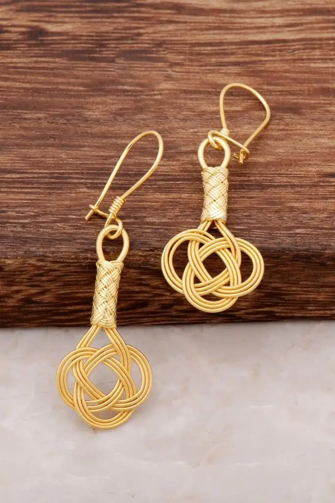 

Kazaziye Embroidered Gold Gilded Handmade Silver Earrings 4230 High Quality Hand Made Original Filigree Silver Jewellery Gift