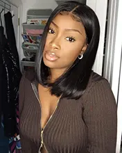 Ali Grace Bob pelucas delanteras de encaje para las mujeres corto pelo humano con corte Bob cierre peluca cabello Natural brasileño de encaje recto frente Bob pelucas