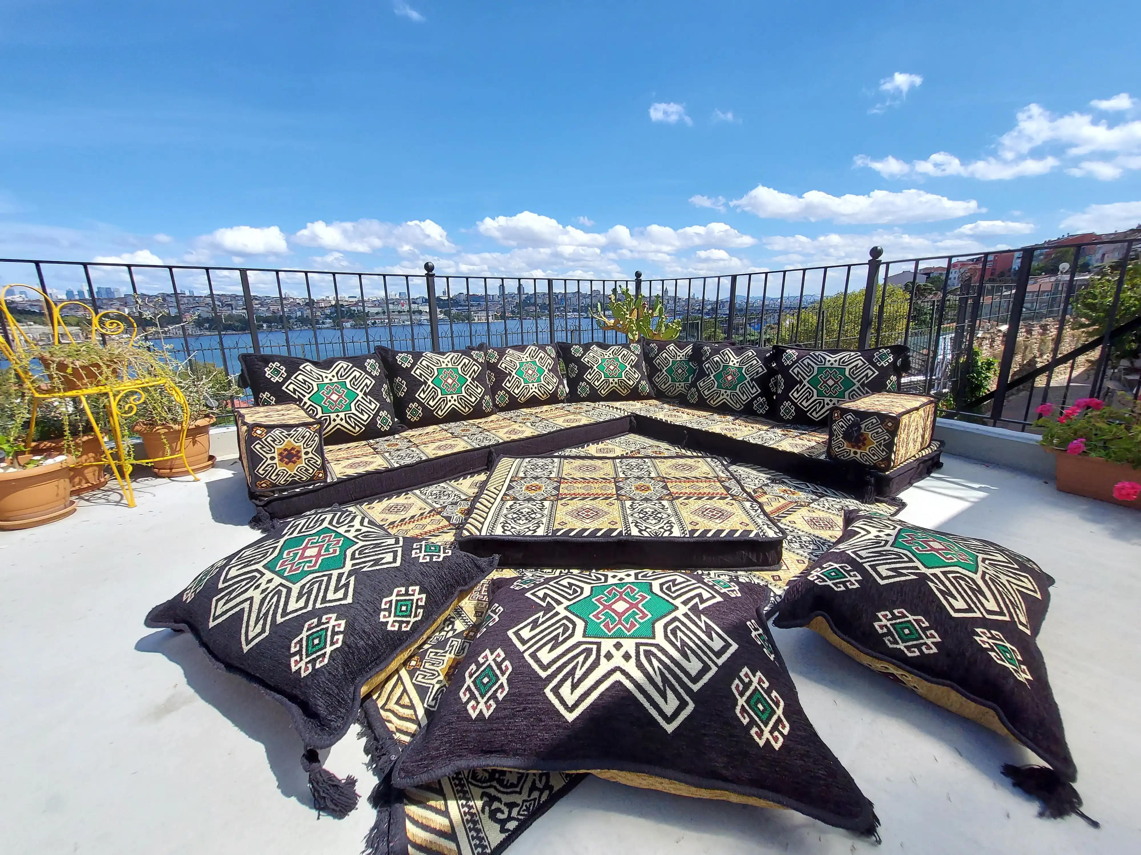 

L Shaped Sectional Sofas, Floor Cushions, Black and Yellow Arabic Sofa Set, Pallet Sofa, Arabic Majlis, Pouffs, Garden Sofa Seat