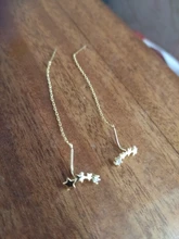 Anenjary-pendientes de plata de ley 925 con forma de estrella, aretes de cadena larga, S-E1443 completo