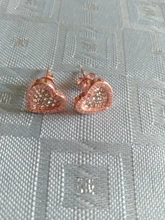 JoiasHome corazón aretes en forma para las mujeres joyería de plata 925 de moda mujer Color oro rosa pendientes de boda regalo