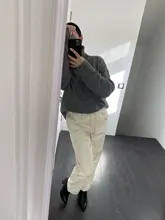 Pants Trousers Women Drawstring Female High-Waist WOTWOY Spliced Loose Autumn Straight