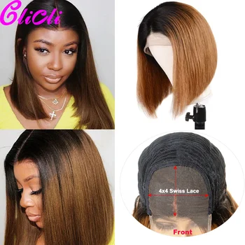 

Brazilian 2 Tone Human Hair Wig 1b 30 Burgundy Straight Short Bob 4x4 Closure Wig Glueless Ombre 1B 27 Human Hair Wig Remy 180%