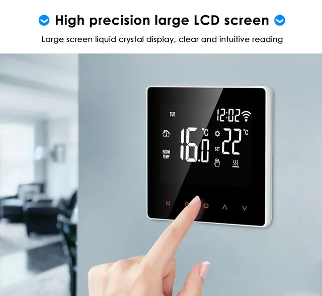 Termostato WiFi Tuya Per Riscaldamento A Pavimento - Controllo App, Alexa, Google Home, Nero, 3A - Foto 3