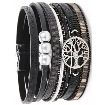 

Magnetic leather bracelet style "Bohemia" color black favorite Paris 40bcltk012