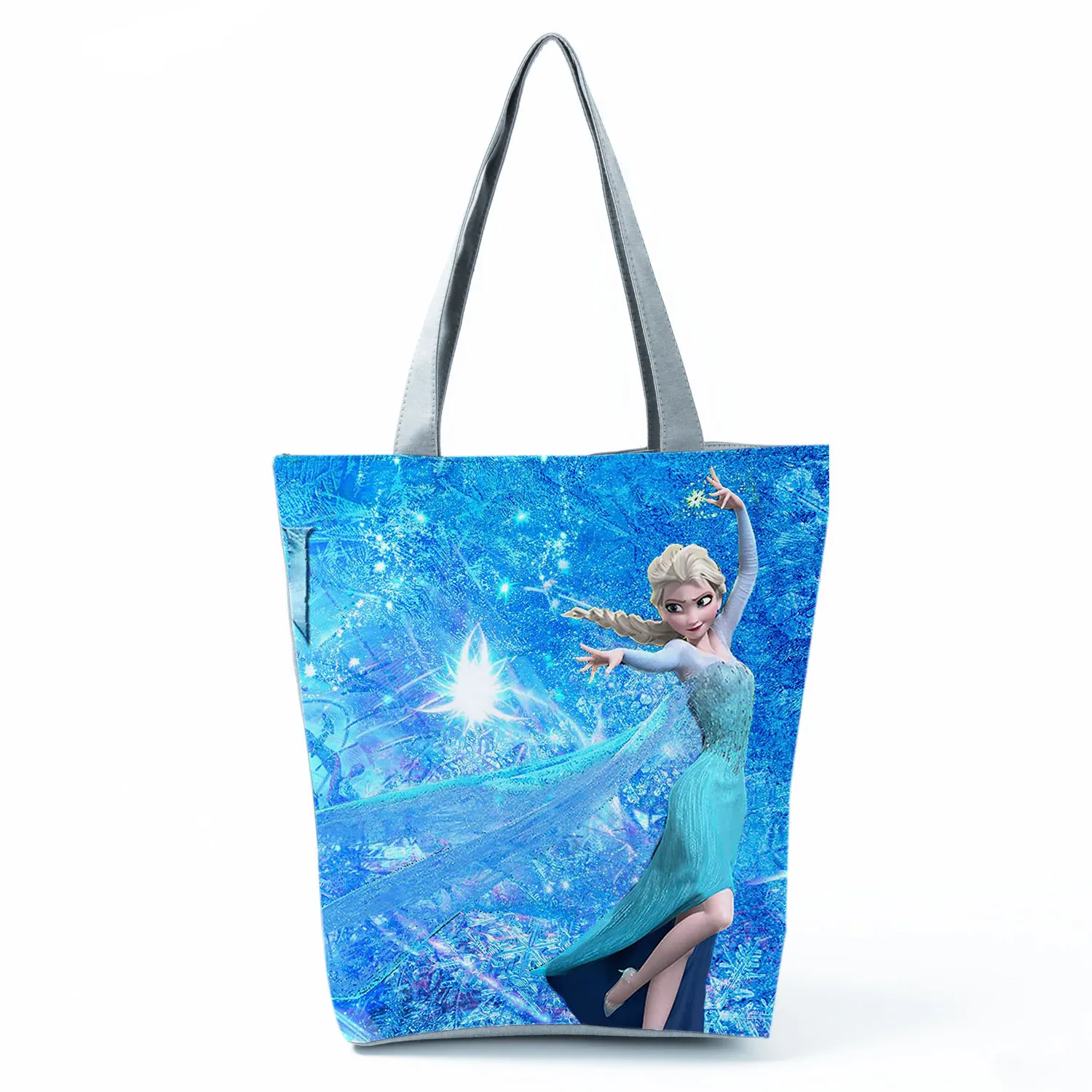 Disney Frozen Handbag High Capacity Women Reusable Shopping Bag Fashion Cartoon Travel Beach Tote Girl Daily Purple Shoulder Bag