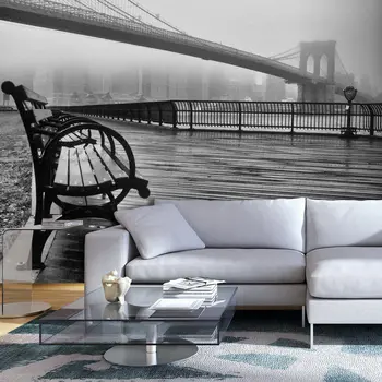 

Wall mural-A Foggy Day on the Brooklyn Bridge - 400x280 cm