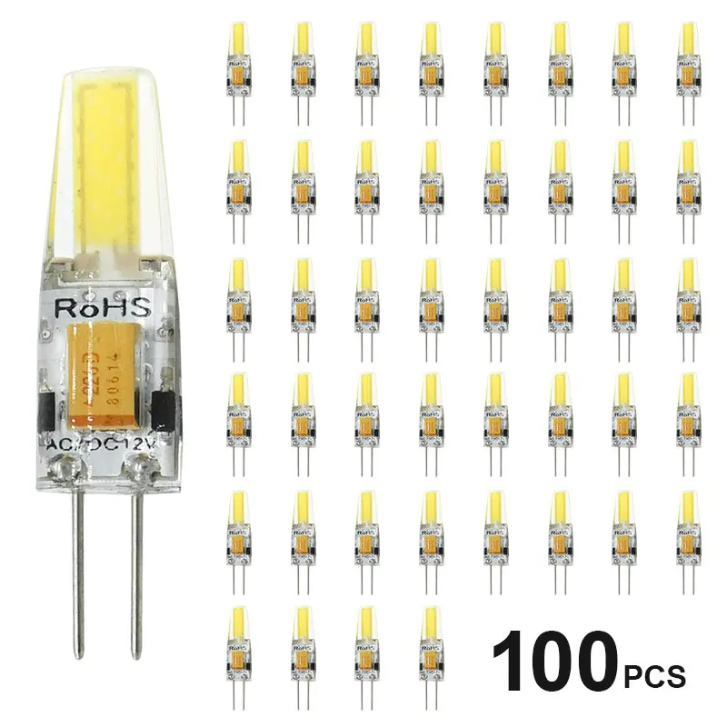 

100Pcs/Lot Mini G4 LED Lamp Dimmable AC/DC 12V 6W LED G4 COB Bulb Replace Halogen Spotlight Chandelier LED Lights
