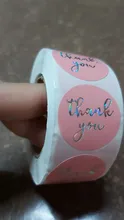 Pegatinas de agradecimiento láser para paquete de regalo, etiquetas de sellado rosa y negro, adhesivo redondo de papelería, 500 Uds.