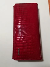 DICIHAYA-Billetera de piel genuina con doble cremallera para mujer, cartera de mano roja con patrón de cocodrilo