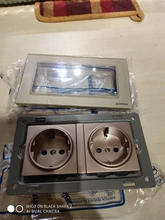 SRAN-Panel de cristal de pared de 16A, enchufe de alimentación multiforma con conexión a tierra, estándar europeo, doble tira, 146x86