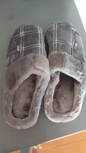 Warm Slippers Indoor Shoes Plush Waterproof Winter Home Short Gingham for Male Cozy Velvet