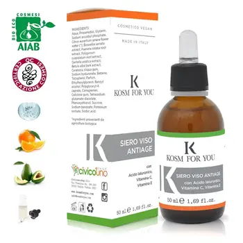 

Acid Face serum Hyaluronic Vitamin C AND Anti-Ageing Antioxidant Moisturizing Aging Biological and Vegan Certified AIAB