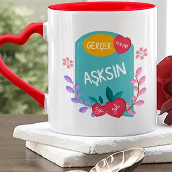 

Personalized Real Aşksın Red Heart Mug Cup