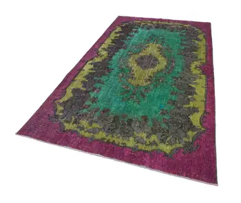 

171x307 Cm Green Handmade Over Dyed Rug-6x10 Ft