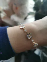 De moda blanco suave flores pulseras personalidad perla Metal minimalista crisantemo pulsera para Mujer Accesorios de la joyería